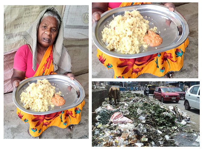 fainted women feeding by volunteer